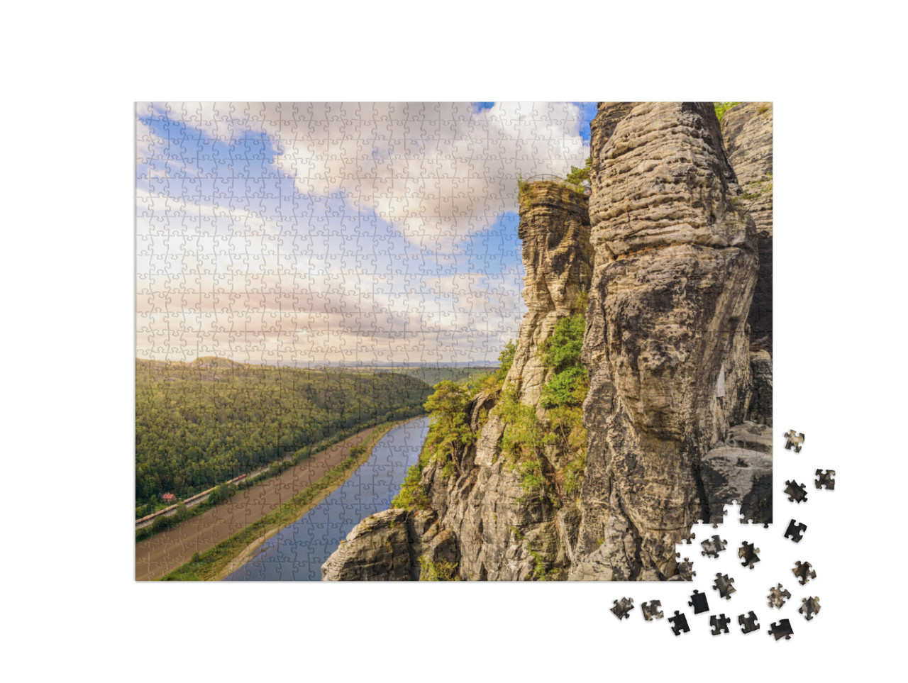 View from the Bastei Viewpoint of the Elbe River - Beauti... Jigsaw Puzzle with 1000 pieces