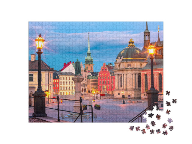 Square Birger Jarls Torg on Riddarholmen in Gamla Stan, t... Jigsaw Puzzle with 1000 pieces