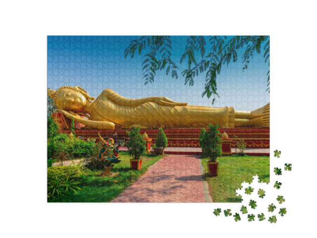 Sleeping Buddha At Wat Pha that Luang, Vientiane, Laos... Jigsaw Puzzle with 1000 pieces