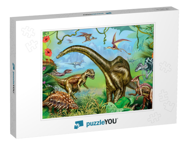 The Ancient World of Dinosaurs, Giant Dinosaurs of the Me... Jigsaw Puzzle