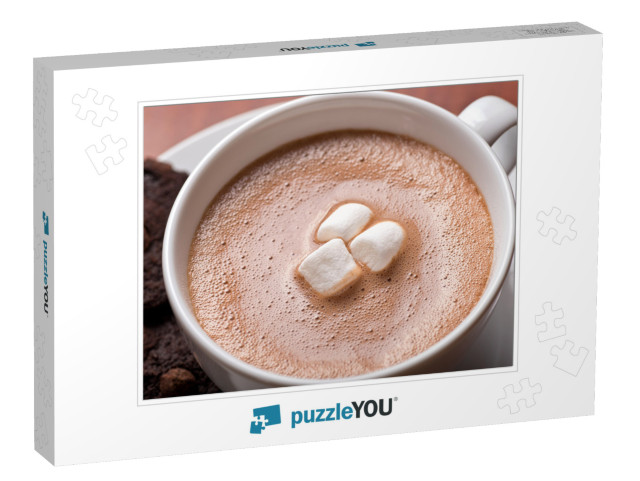 Close Up of a Fresh Creamy Cup of Hot Chocolate with Mars... Jigsaw Puzzle