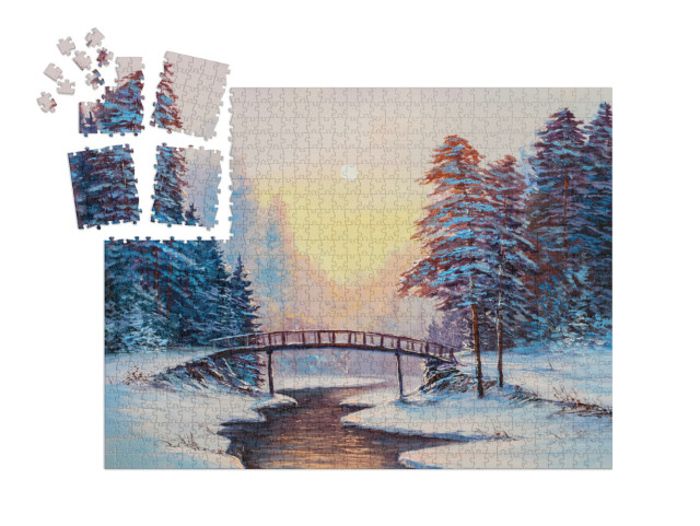 Winter Landscape with the River. Original Oil Painting... | SMART SORTED® | Jigsaw Puzzle with 1000 pieces