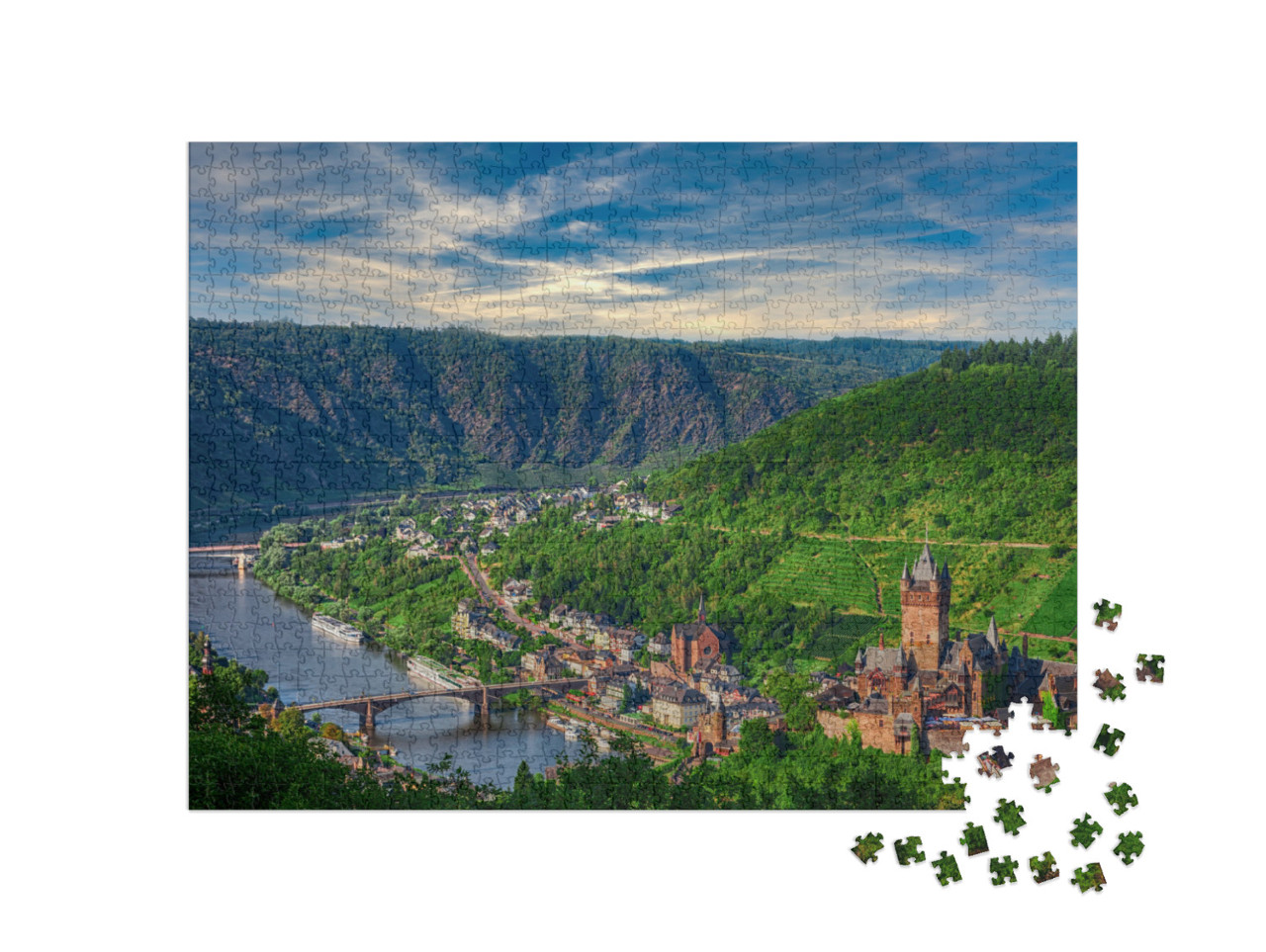 The City & the Castle Cochem on the Mosel in Germany... Jigsaw Puzzle with 1000 pieces