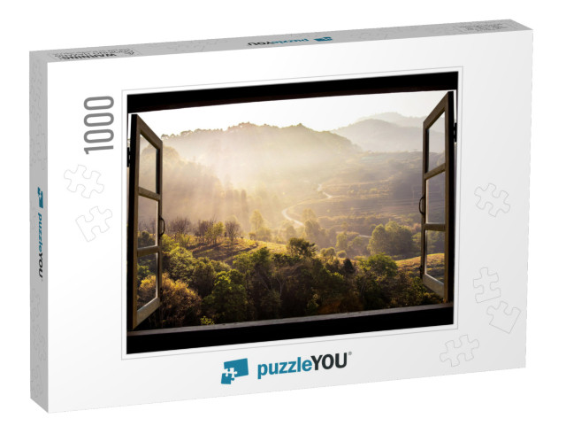 Landscape Nature View Background. View from Window At a W... Jigsaw Puzzle with 1000 pieces