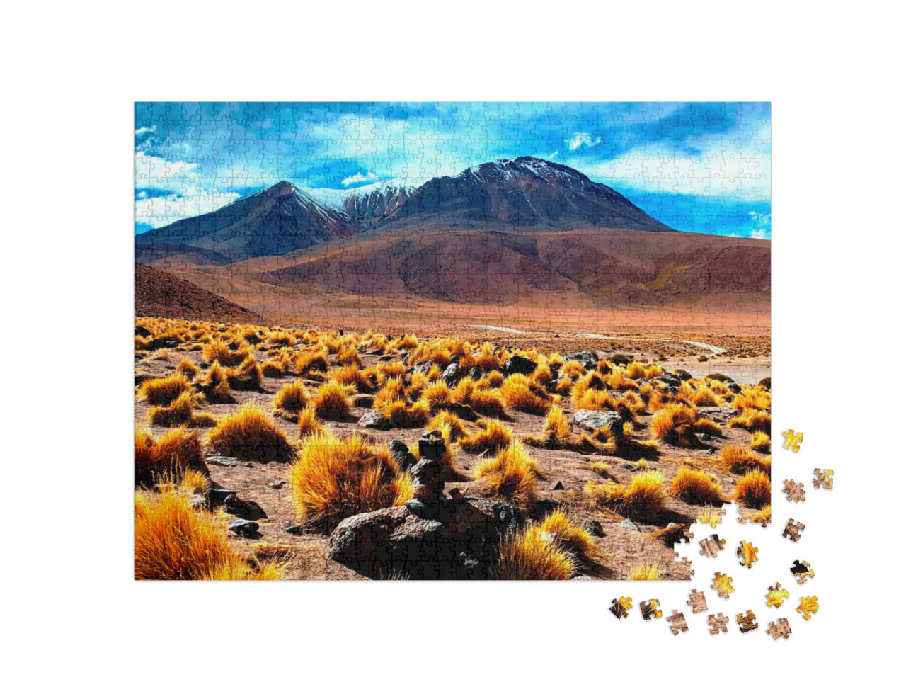 Scenic Wild Puna in Bolivia Highlands, Altiplano Plateau... Jigsaw Puzzle with 1000 pieces