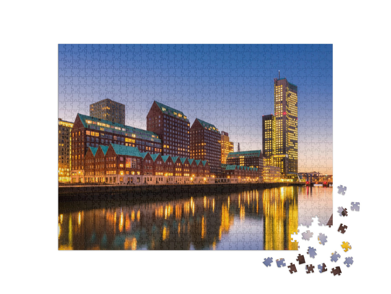 Modern Architecture & Skyline of Rotterdam, Netherlands... Jigsaw Puzzle with 1000 pieces