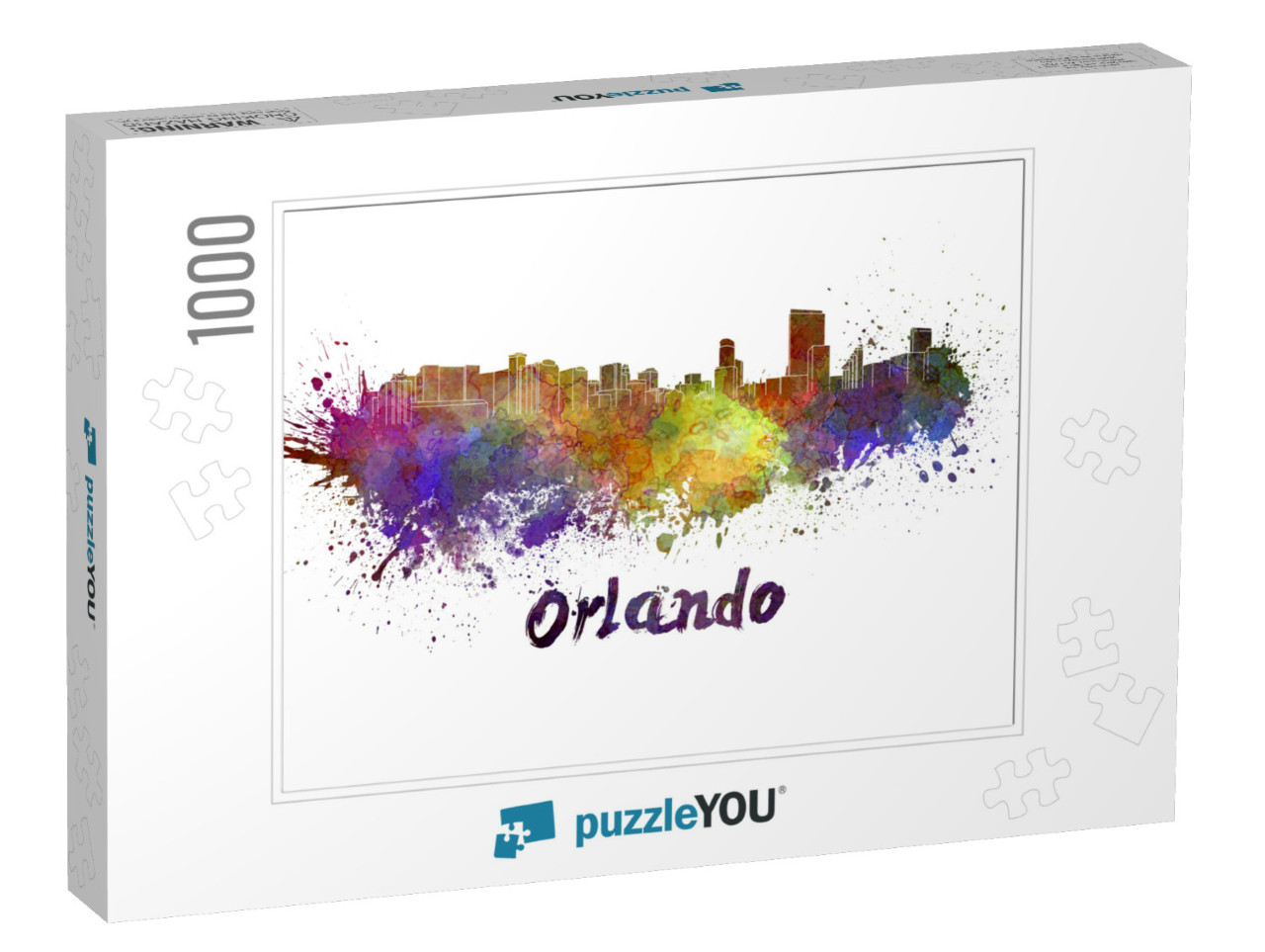 Orlando Skyline in Watercolor Splatters with Clipping Pat... Jigsaw Puzzle with 1000 pieces