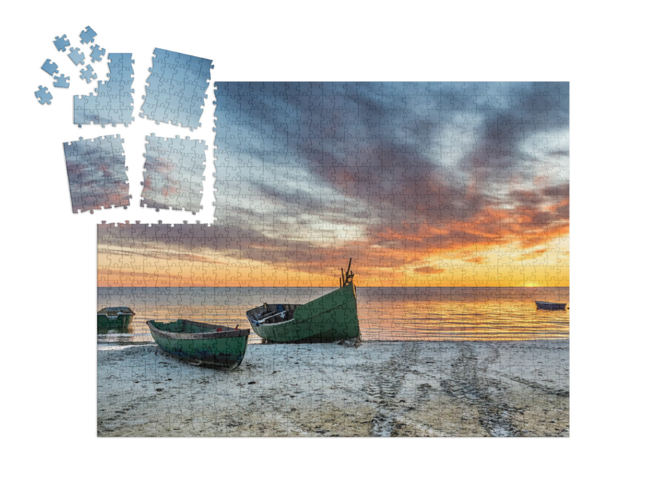 Anchored Fishing Boat on Sandy Beach of the Baltic Sea... | SMART SORTED® | Jigsaw Puzzle with 1000 pieces