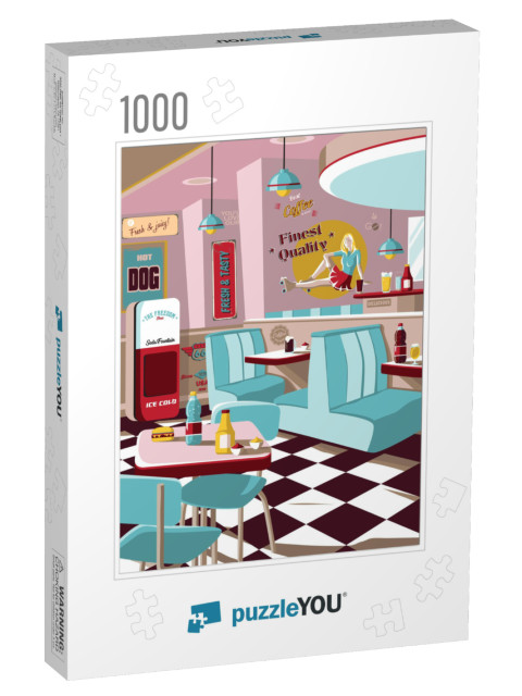 Vector Design, American Restaurant Poster, Fast Food, Ret... Jigsaw Puzzle with 1000 pieces