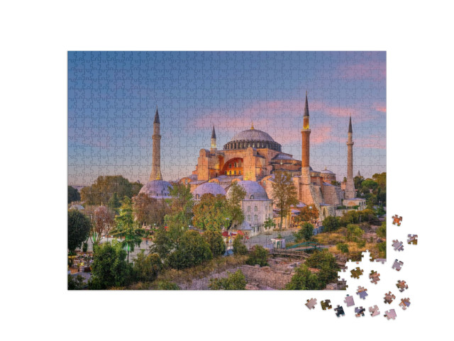 Beautiful View on Hagia Sophia in Istanbul, Turkey from T... Jigsaw Puzzle with 1000 pieces