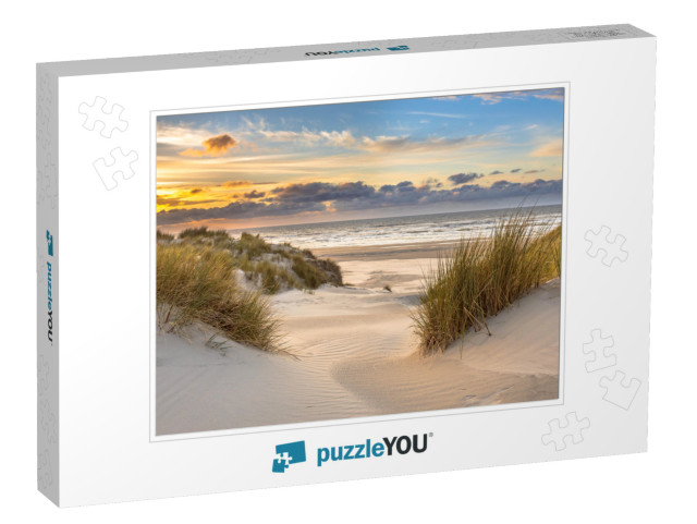 View from Dune Top Over Sunset in North Sea from the Isla... Jigsaw Puzzle