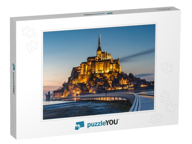 Mont Saint Michel Illuminated Architecture Panoramic Beau... Jigsaw Puzzle