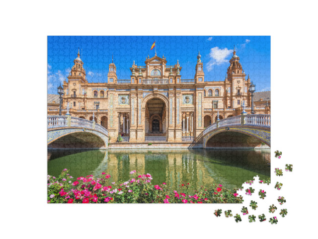 Seville, Spain At Spanish Square Plaza De Espana... Jigsaw Puzzle with 1000 pieces