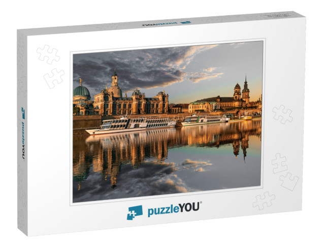 Beautiful Dresden City Skyline At Elbe River & Augustus B... Jigsaw Puzzle