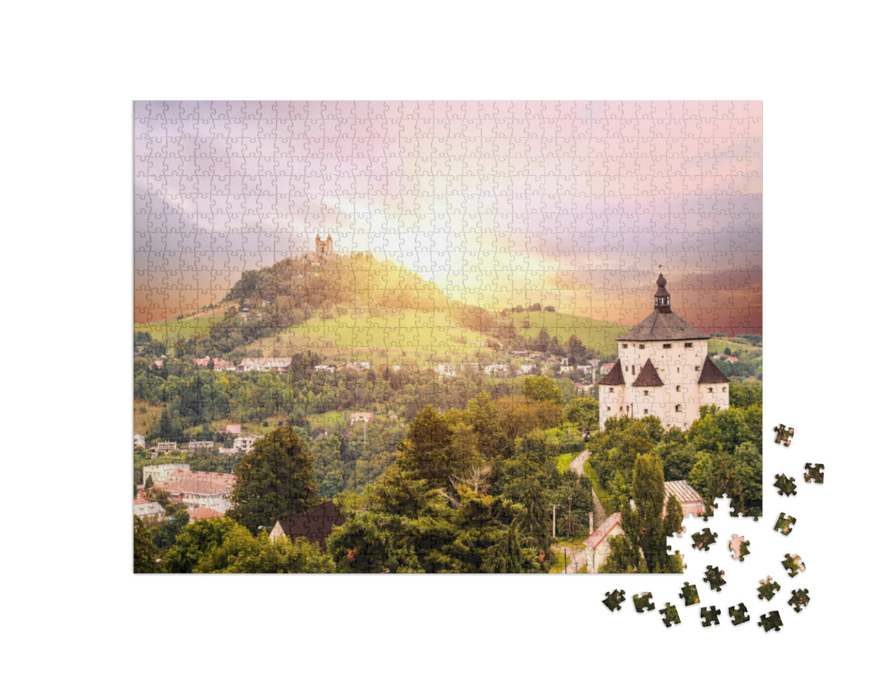 Old Slovakian Mining Town of Banska Stiavnica At Dusk. th... Jigsaw Puzzle with 1000 pieces