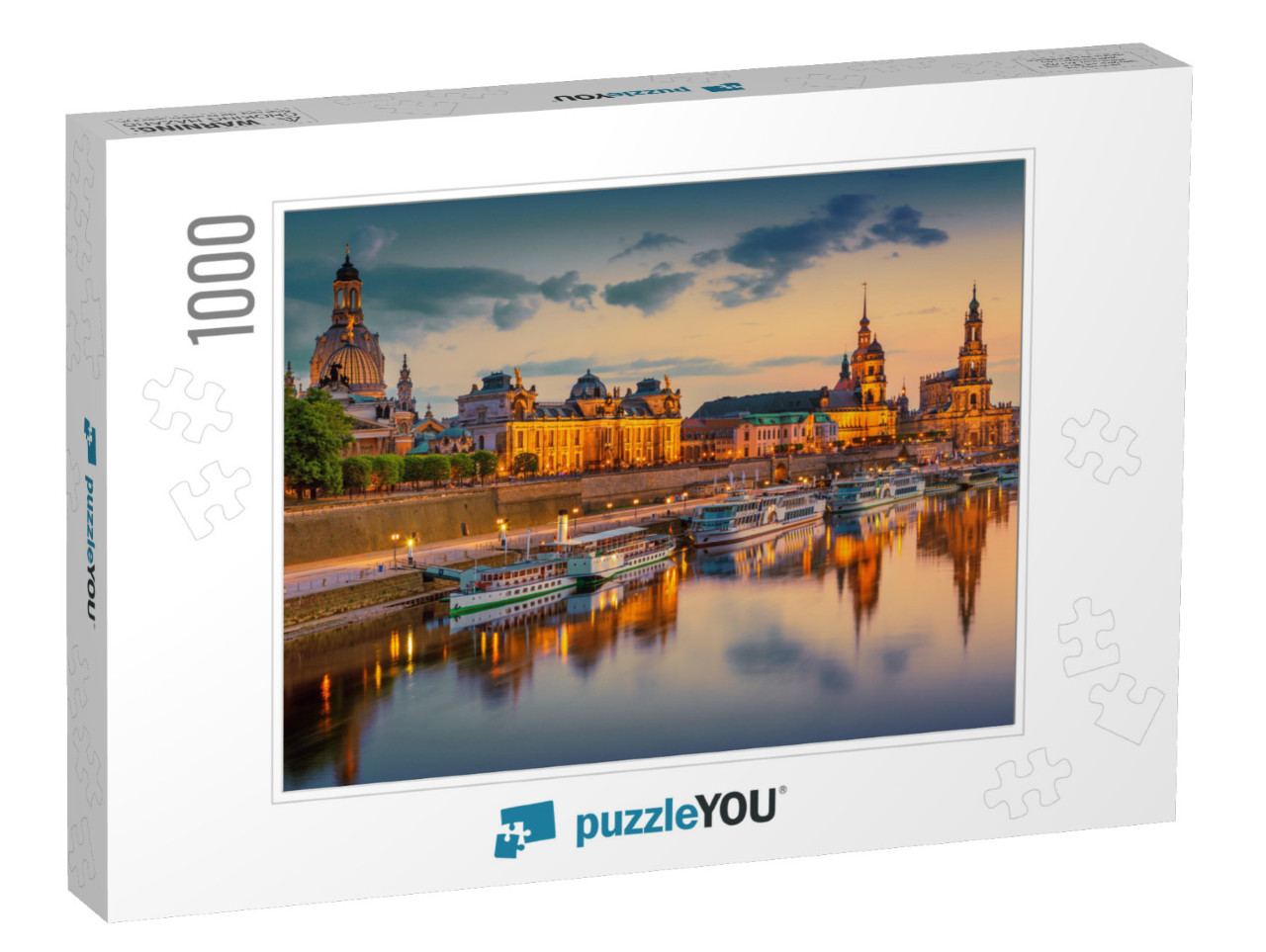 Beautiful Dresden City Skyline At Elbe River & Augustus B... Jigsaw Puzzle with 1000 pieces