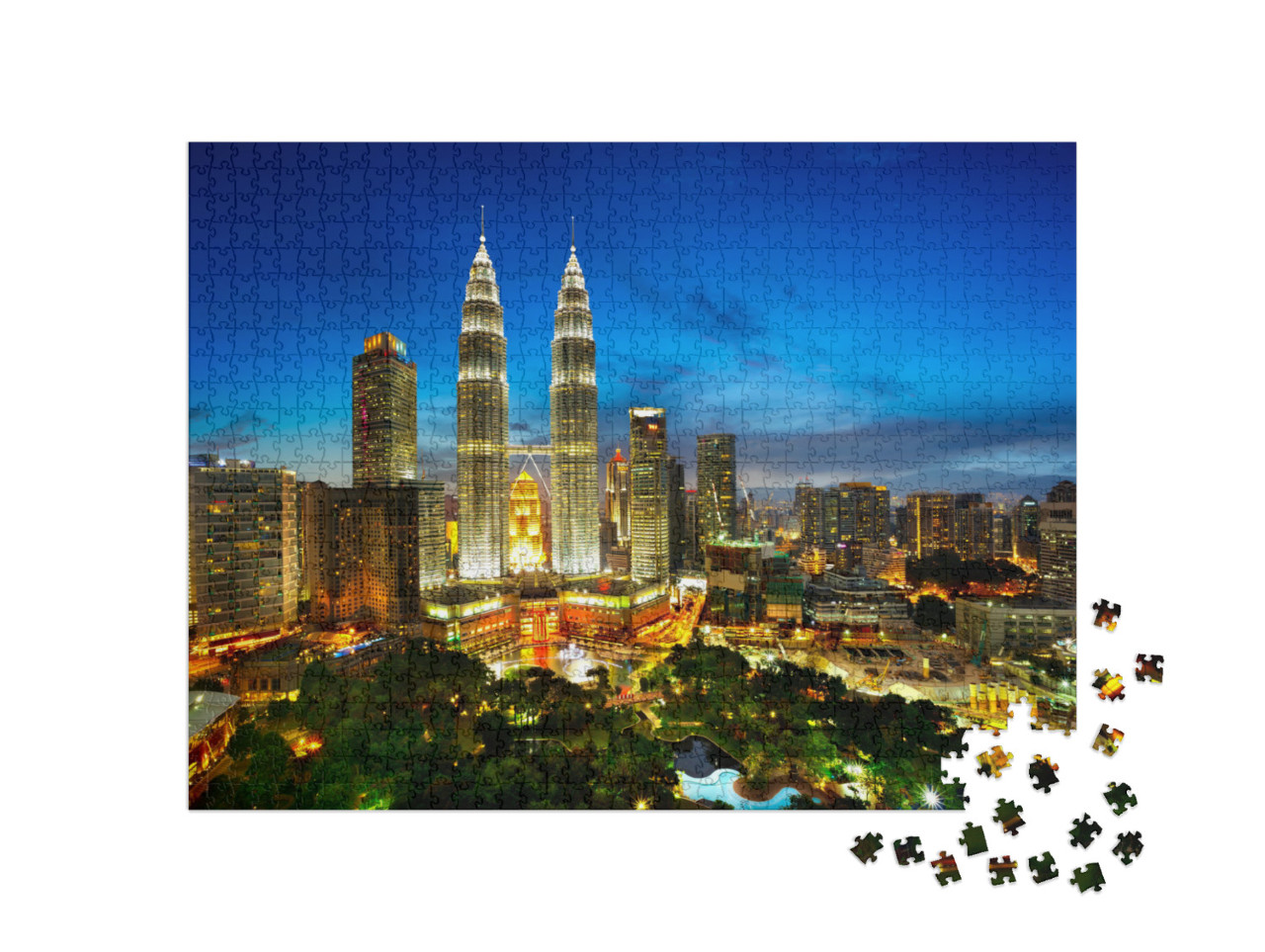 Top View of Kuala Lumper Skyline At Twilight, Malaysia... Jigsaw Puzzle with 1000 pieces