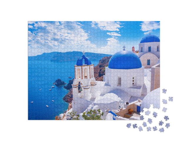 Beautiful Oia Town on Santorini Island, Greece. Tradition... Jigsaw Puzzle with 1000 pieces