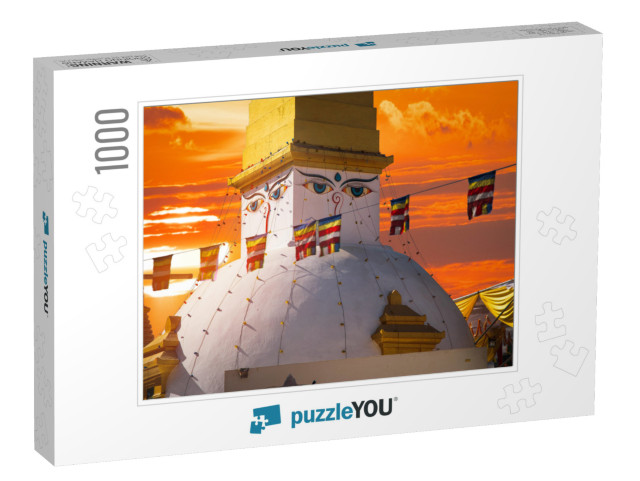 Evening View of Bodhnath Stupa. Kathmandu. Nepal... Jigsaw Puzzle with 1000 pieces