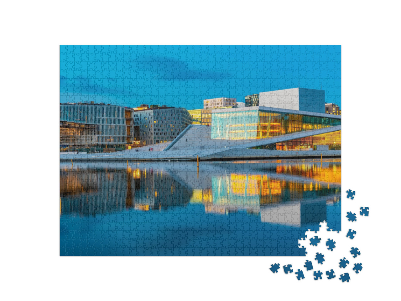 Night View of Opera House in Oslo, Norway... Jigsaw Puzzle with 1000 pieces