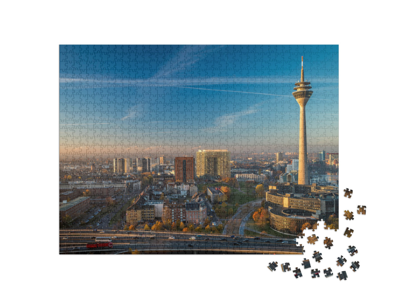 Tv Tower Dusseldorf Old Town, Duesseldorf Fernsehturm... Jigsaw Puzzle with 1000 pieces