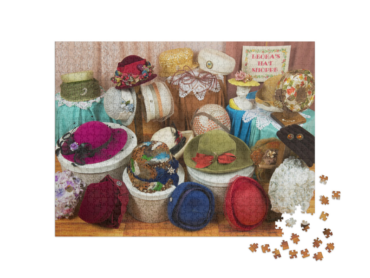 Vintage Women's Hats Photo Collage Jigsaw Puzzle with 1000 pieces