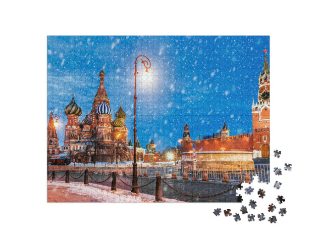 Christmas in Moscow. Winter View Red Square in Moscow... Jigsaw Puzzle with 1000 pieces