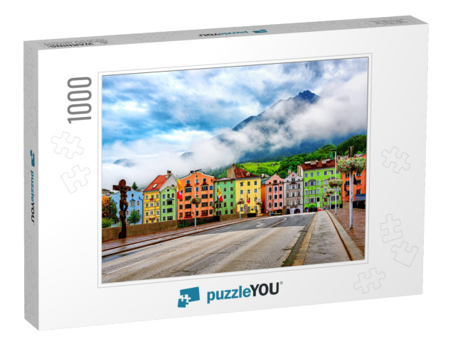 Traditional Colorful Houses in Innsbruck City on a Fresh... Jigsaw Puzzle with 1000 pieces