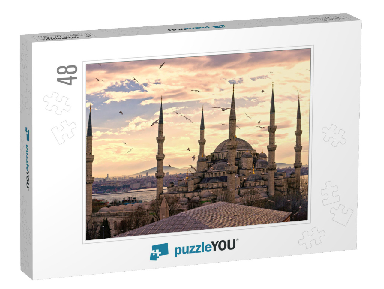 Sunset Over the Blue Mosque, Sultanahmet Camii, Istanbul... Jigsaw Puzzle with 48 pieces