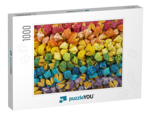 Rainbow Fortune Cookies Photo Collage Jigsaw Puzzle with 1000 pieces