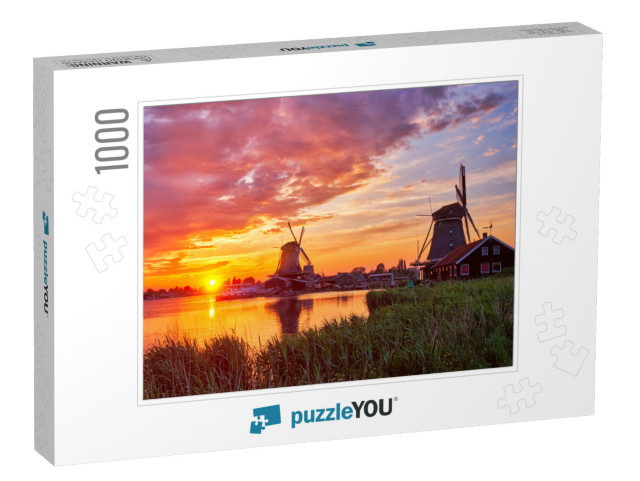 Netherlands Rural Scene - - Windmills At Famous Tourist S... Jigsaw Puzzle with 1000 pieces