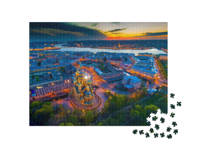 Savior on Spilled Blood. Panorama of St. Petersburg. Nigh... Jigsaw Puzzle with 1000 pieces