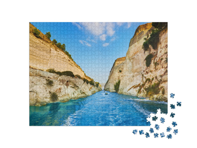 Corinth Channel in Greece - Travel Background... Jigsaw Puzzle with 1000 pieces