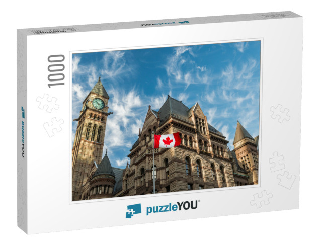 The Canadian Flag Flies Before the Old City Hall in Toron... Jigsaw Puzzle with 1000 pieces