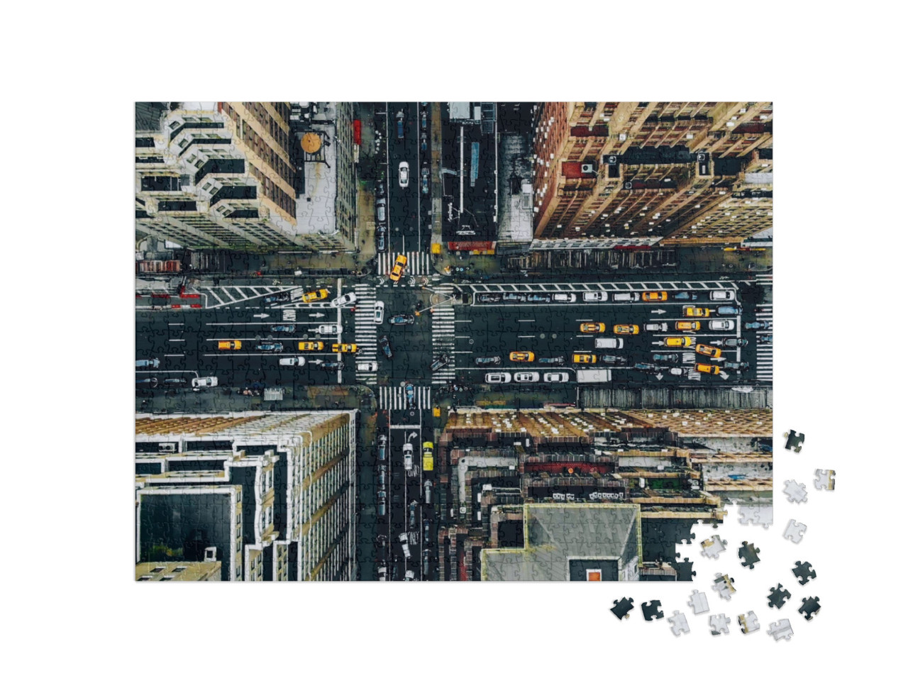 Aerial View of New York Downtown Building Roofs. Birds Ey... Jigsaw Puzzle with 1000 pieces