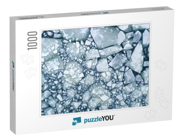 Abstract Texture of Broken White Ice & Dark Water At Wint... Jigsaw Puzzle with 1000 pieces