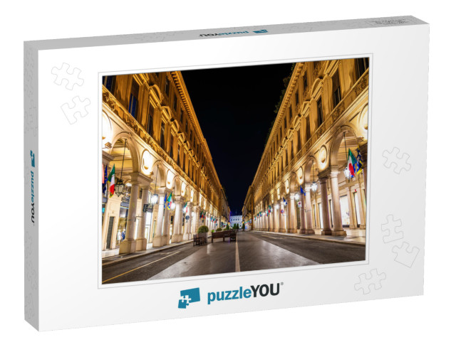 Via Roma, a Street in the Center of Turin - Italy... Jigsaw Puzzle