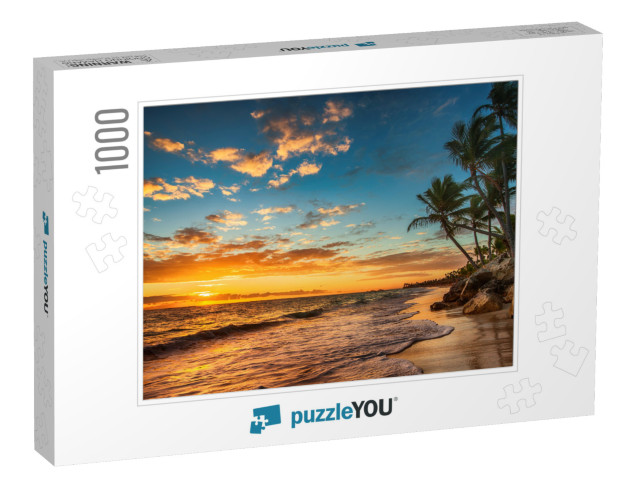 Landscape of Paradise Tropical Island Beach, Sunrise Shot... Jigsaw Puzzle with 1000 pieces