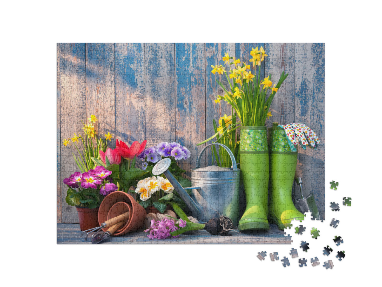 Gardening Tools & Flowers on the Terrace in the Garden... Jigsaw Puzzle with 1000 pieces