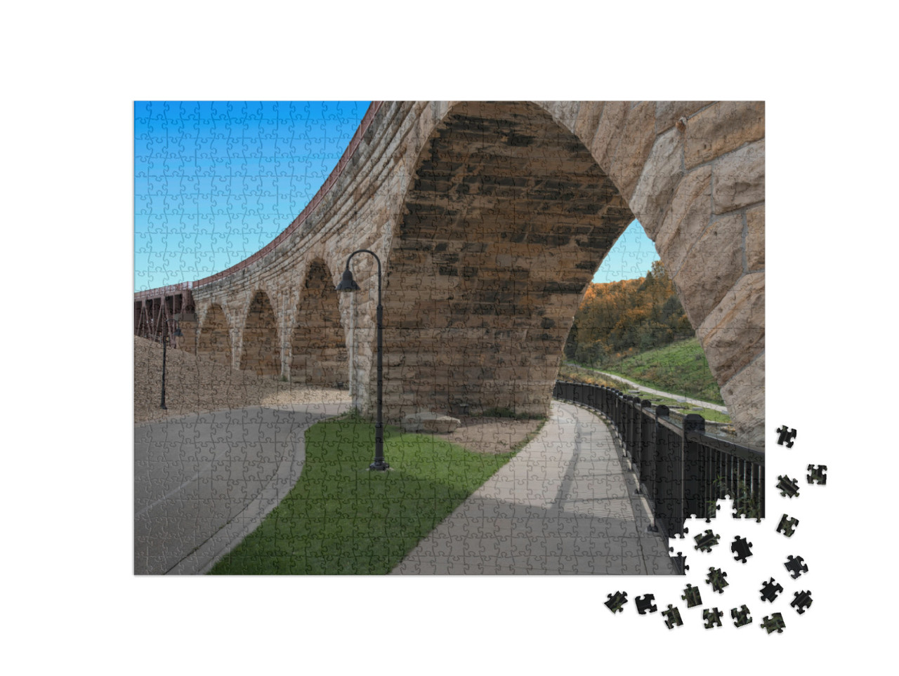 Stone Arch Bridge, Bike Path. Minneapolis, Minnesota... Jigsaw Puzzle with 1000 pieces