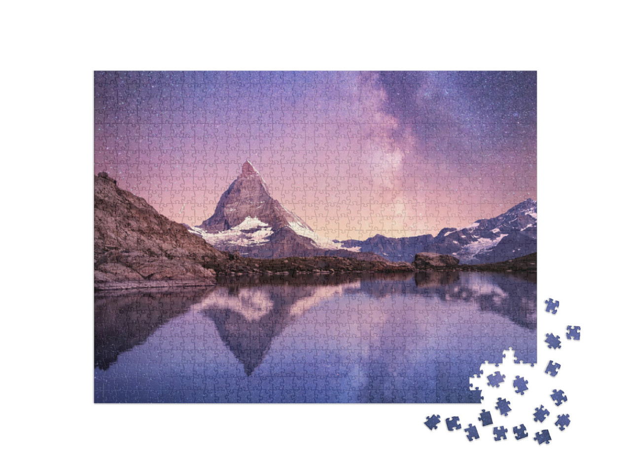 Matterhorn & Reflection on the Water Surface At the Night... Jigsaw Puzzle with 1000 pieces