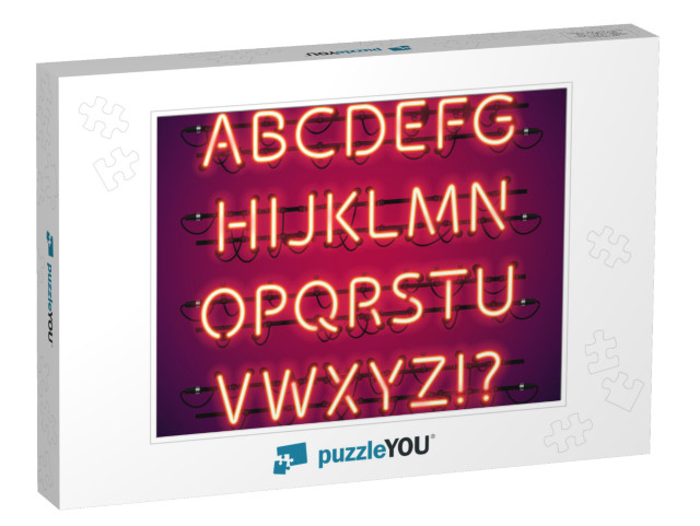 Glowing Neon Bar Alphabet. Used Pattern Brushes Included... Jigsaw Puzzle