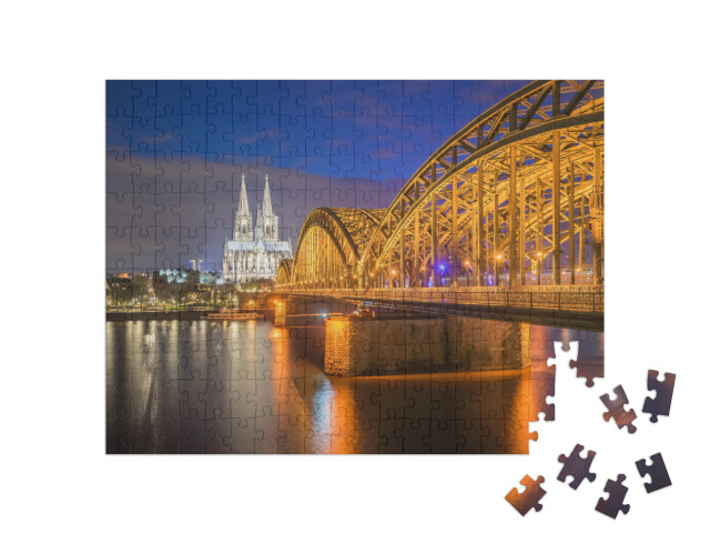 Night View of Cologne Cathedral in Cologne, Germany... Jigsaw Puzzle with 200 pieces