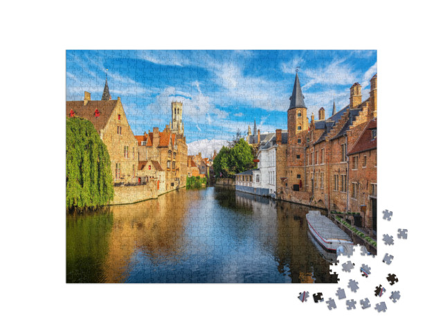 The Rozenhoedkaai Canal, Historical Brick Houses & the Be... Jigsaw Puzzle with 1000 pieces