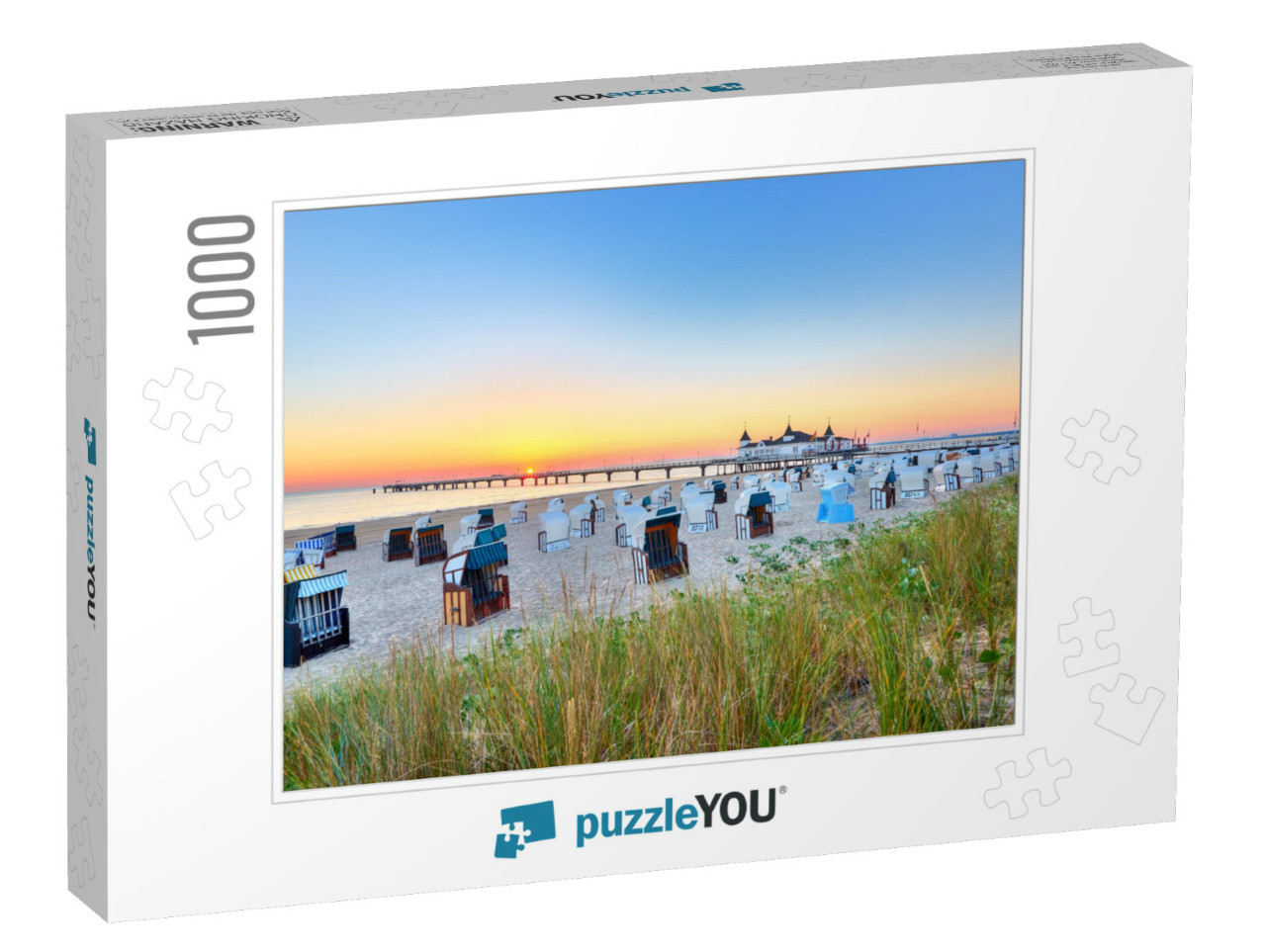 Morning Time At Baltic Sea Beach & Sight Ahlbeck Pier in... Jigsaw Puzzle with 1000 pieces