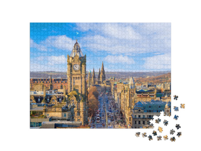 Old Town Edinburgh & Edinburgh Castle in Scotland Uk... Jigsaw Puzzle with 1000 pieces