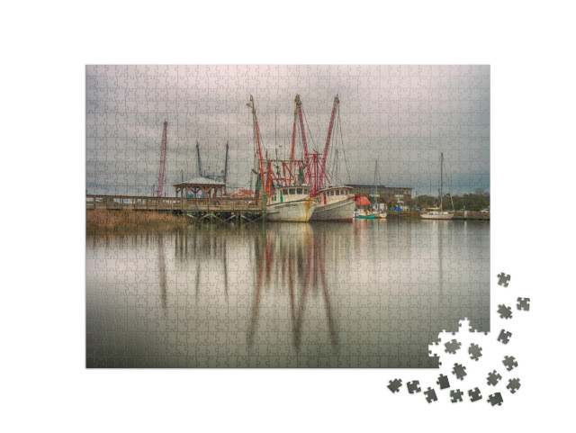 Shrimp Boats At Shem Creek, in Charleston South Carolina... Jigsaw Puzzle with 1000 pieces