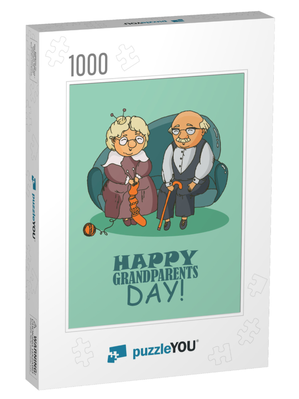 Happy Grandparents Day Vector Greeting Card in Doo... Jigsaw Puzzle with 1000 pieces