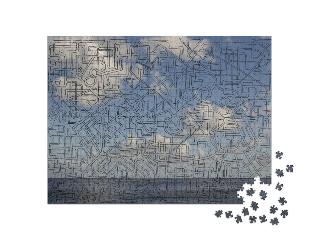 Background with Photo of Cloudy Sky with a Maze Pattern... Jigsaw Puzzle with 1000 pieces