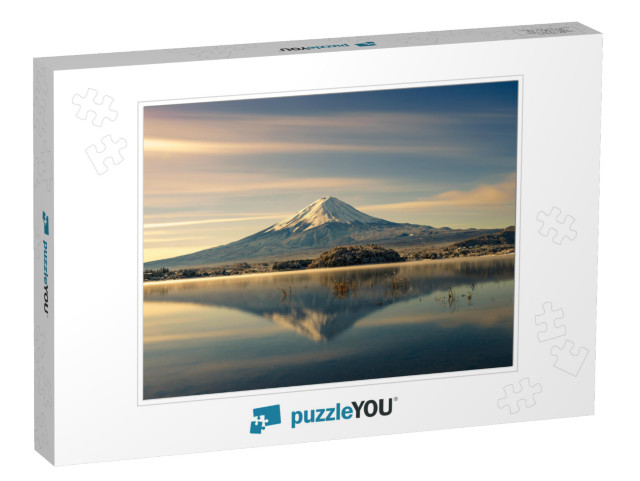 Mt Fuji Reflection on Water. Fujisan Mountain Sunrise Lan... Jigsaw Puzzle